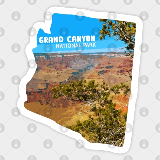 Grand Canyon National Park Arizona map Grand Canyon photo Arizona tourism Sticker by BoogieCreates